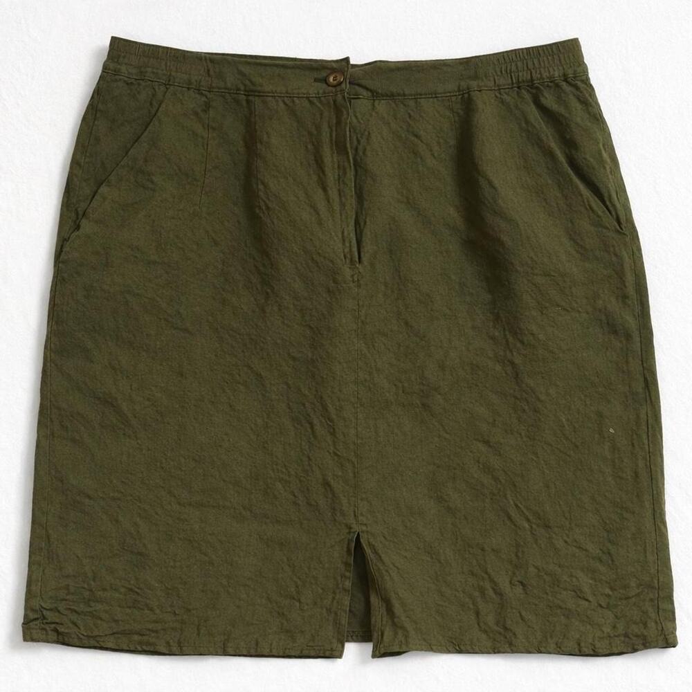 Vintage 90s Linen-Rayon Skirt Elevated Basic‎ - Picture 3 of 4